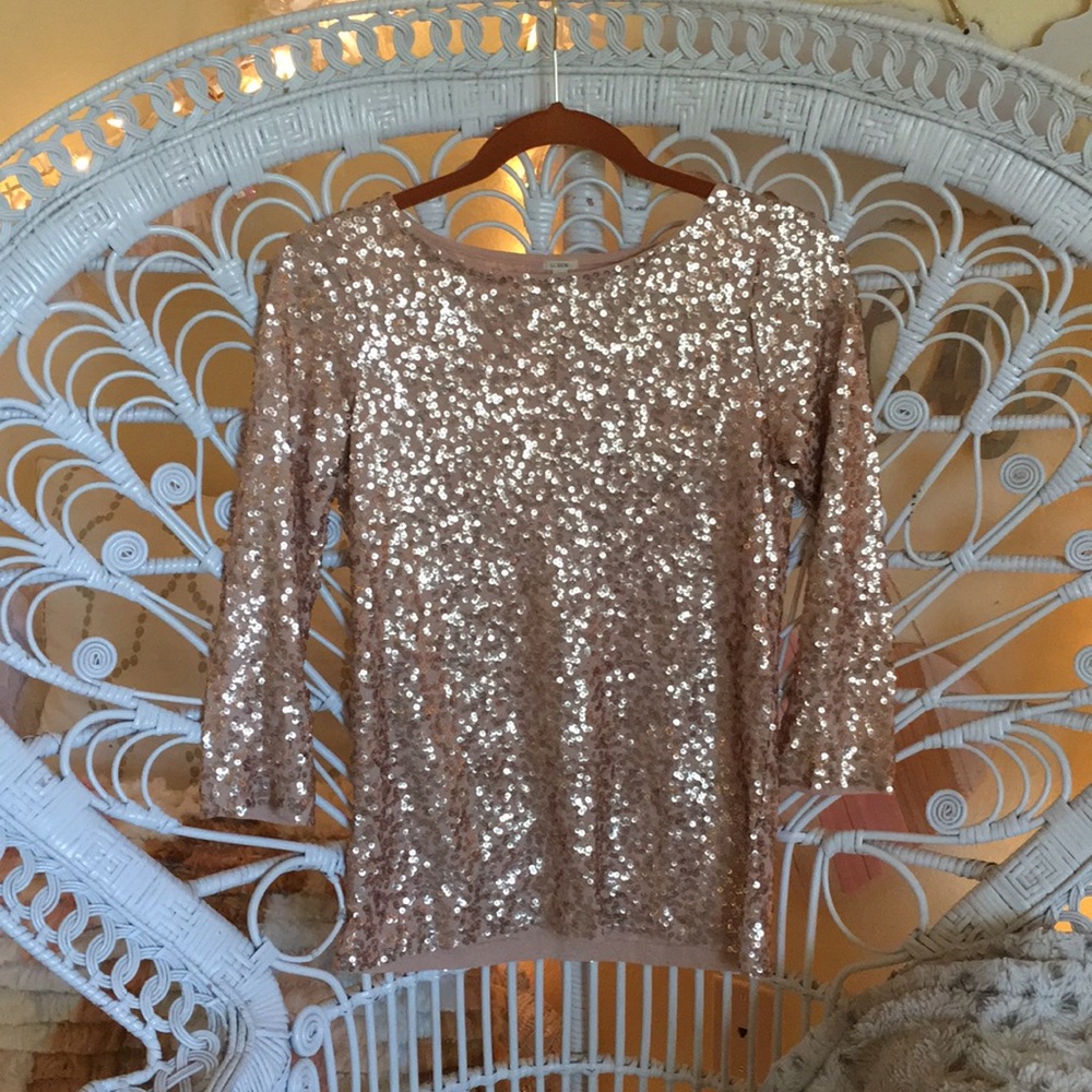 ☆ J.Crew Cute Gold Sparkly Sequin 3/4 Top XS ☆